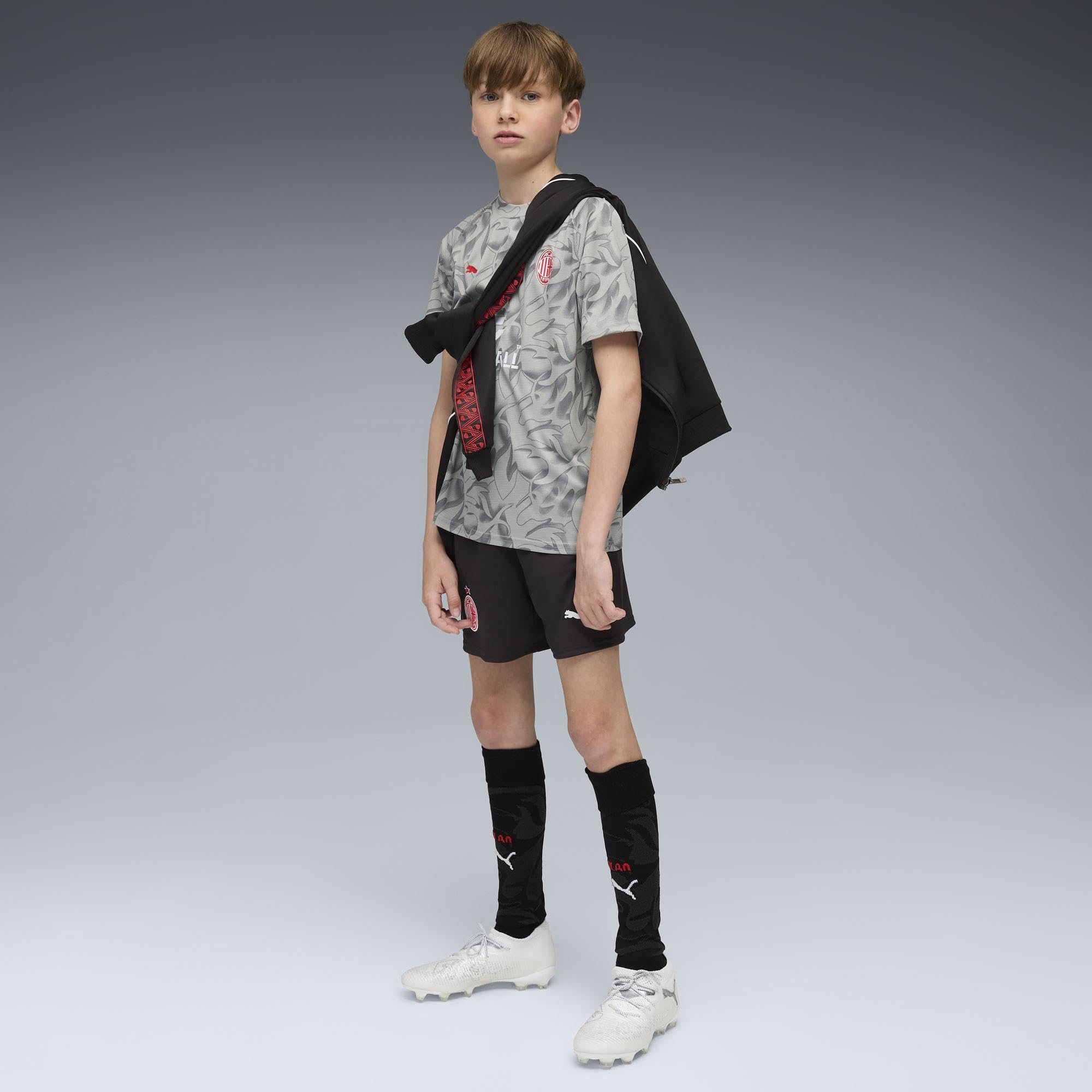 Puma Jr 782390 ACM PM SS Maillot de sport pour garçon, 25 couleurs automne/hiver gris fumé/blanc Puma (13), 115