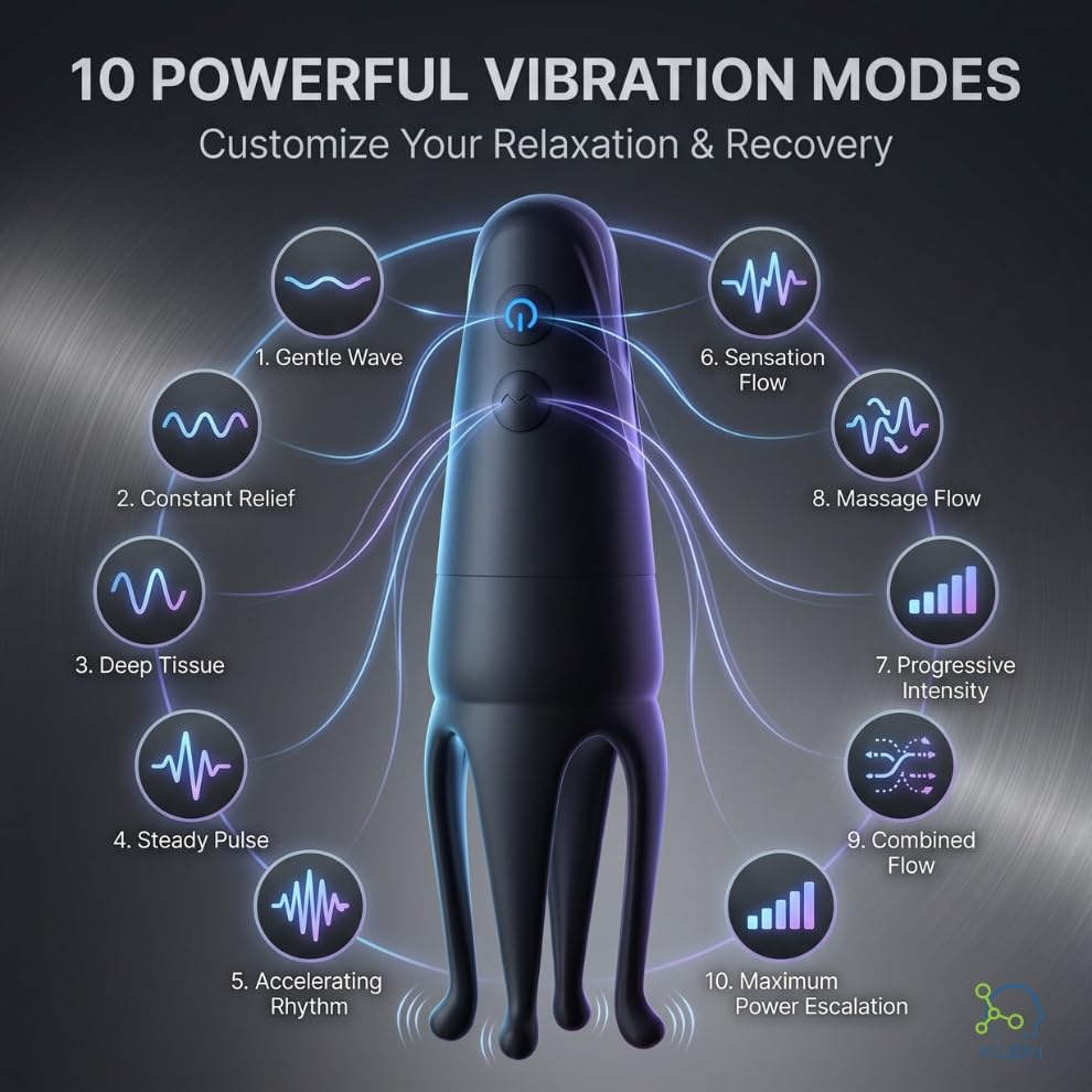 Image of KLEN Massager Machine for Men Full Body Portable Electric Handheld Rechargeable Vibrator Personal Massage Device - Male Muscle Relaxation, Pain & Stress Relief Gadget