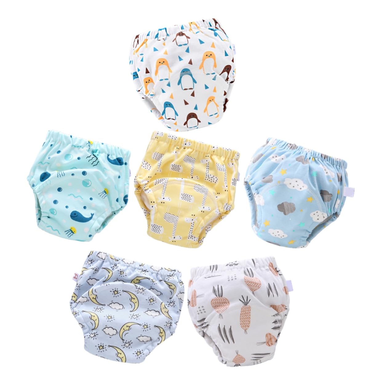 ibasenice Culottes D’apprentissage Respirantes et Anti-fuite Lot de 6 pour Bébé en Coton 8-12kg, pour L’apprentissage Propreté