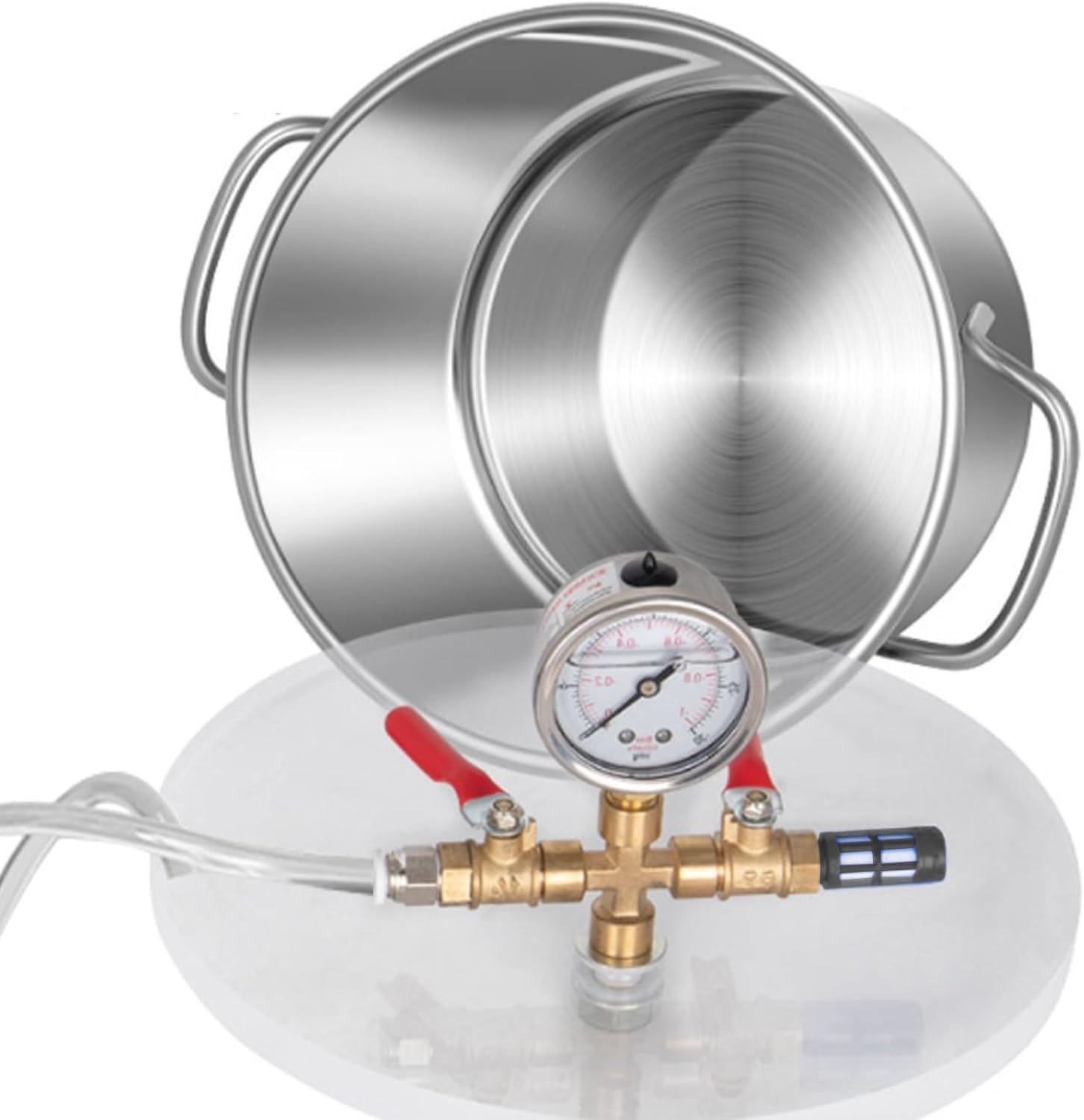 Vacuum Chamber 2 3 5.5 6 9 13 19 20 Gallon,304 Stainless Steel Vacuum Chamber, Degassing Chamber With Rubber Seal, For Stabilizing Wood、Degassing Silicones、Epoxies、Essential Oils(20L/5.5Gal(25x40cm/9.