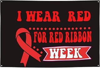 I Wear Red For Red Ribbon Drug Awareness Week Banner Backdrop Flag Outdoor Indoor Photography Background Tapestry Sign Yard 47 * 71 Inches Advertising Hanging Party Decorations And Supplies For Home