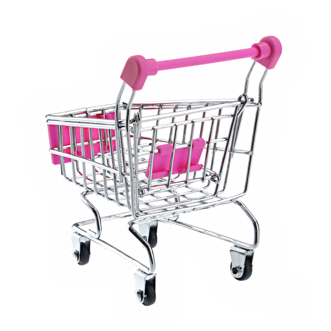 Alasum Mini Shopping Cart Storage Box Rolling Cart Organizer Store Shopping Cart Cart Mini Supermarket Storage Desktop Organizer Hand-Sized Metal Plastic Decorative Organized Desk