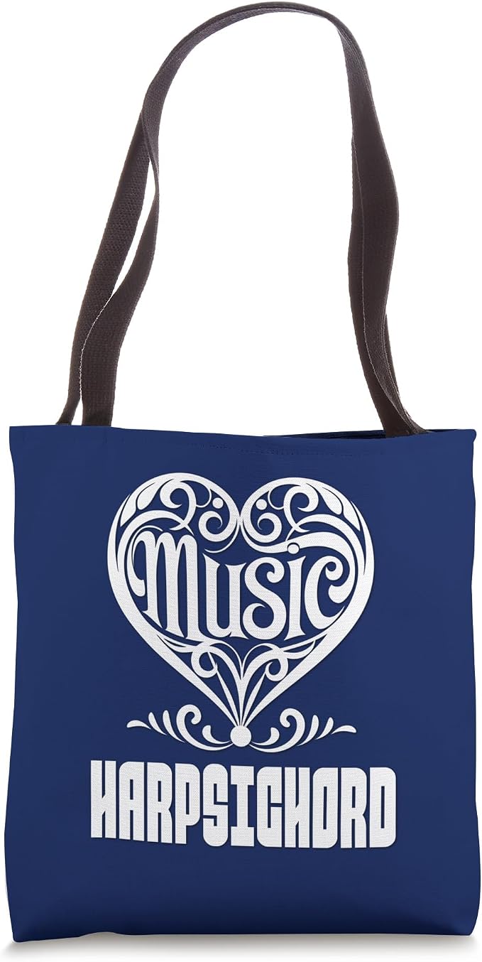 Music Lover Elegant Scrolled Heart for Harpsichord Fans Denim Color Tote Bag