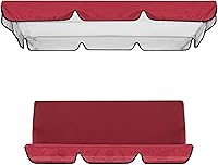 Vista 10 de Juego de cubierta superior impermeable para patio, cubierta superior de repuesto + funda de cojín para columpio para patio, columpio, jardín, Rojo