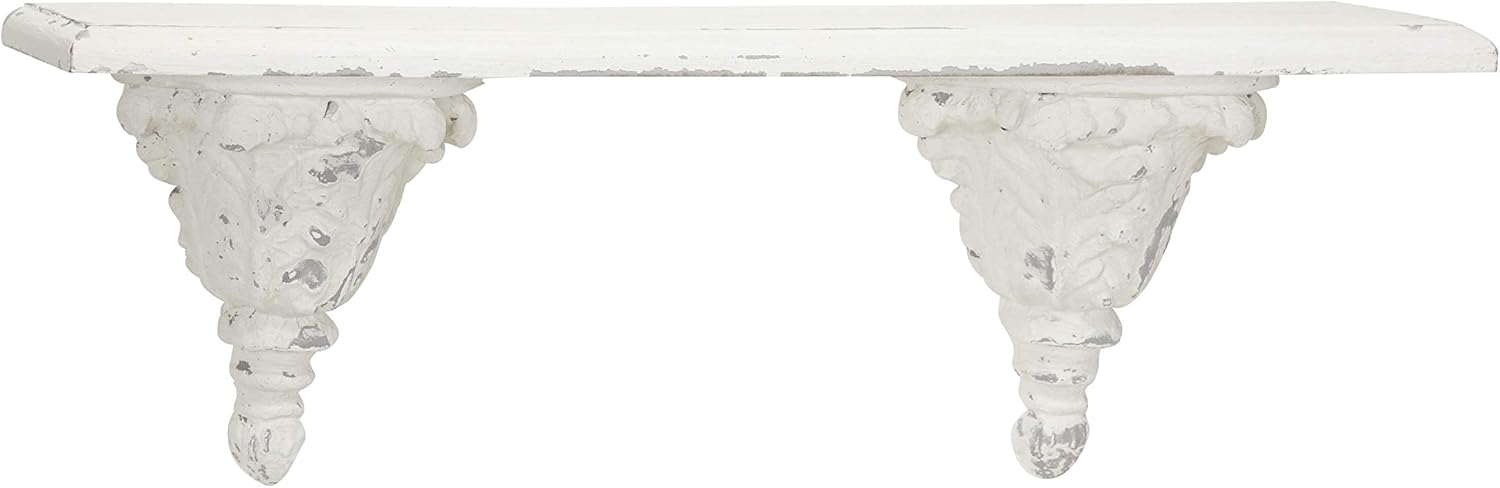 Deco 79 Wall Shelf, 32" L x 6" W x 11" H, White