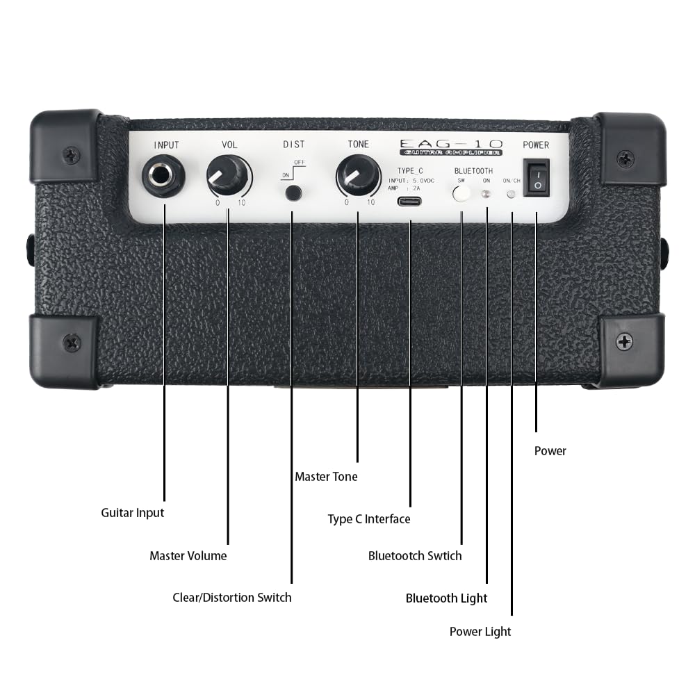Fojill Coole Form E-Gitarren-Set, Anfänger-Starter-Kombi-Paket, 10 W Akku, Bluetooth-Verstärker, Zubehör, 600D-Gigbag, Plektren, Kabel, Gurt, zusätzliche Saiten (Metallic-Blau)