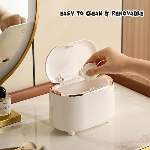 Miniatura 10 de Mini bote de basura con tapa, cubo de basura extraíble de plástico para oficina, cesta de basura pequeña para baño, oficina, cocina, escritorio,