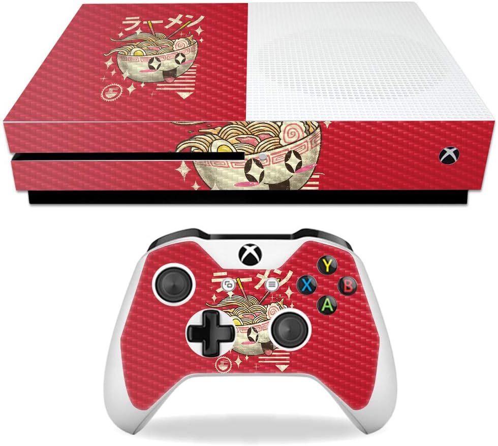 MightySkins Carbon Fiber Skin for Microsoft Xbox One S - Ramen Kawaii | Protective, Durable Textured Carbon Fiber Finish | Easy to Apply, Remove, and Change Styles | Made in The USA