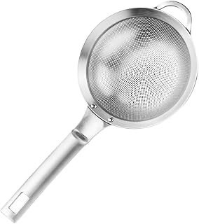 NUOBESTY Stainless Steel Soup Strainer with Handle High-density Fine Mesh Filter Spoon for Soy Milk Oil Noodles Kitchen Colander for Cooking and Baking