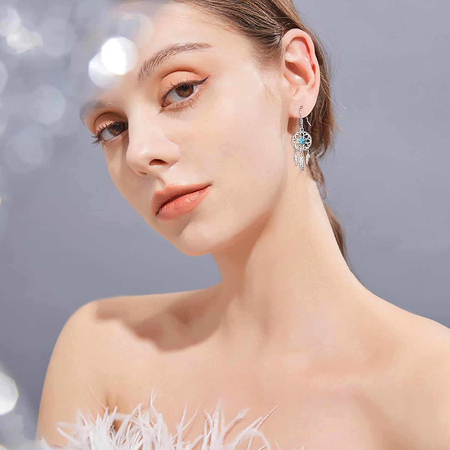 Dream Catcher Earrings for Women 925 Sterling Silver Western Earrings Dream Catcher Dangle Cowgirl Earrings Bohe Jewelry Gifts for Women - Image 6