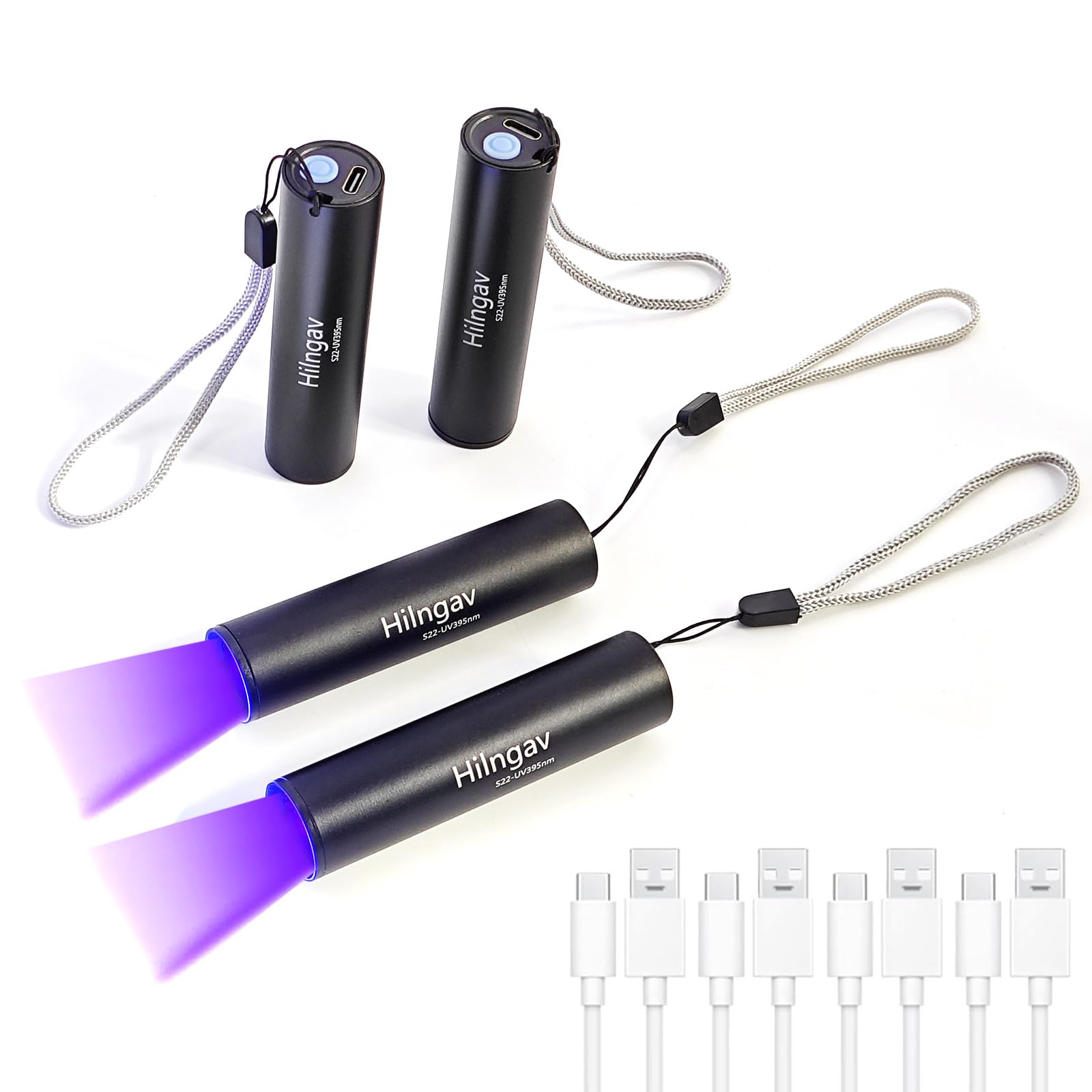 4 Pack Rechargeable Black Flashlight Small UV Black Flash Light