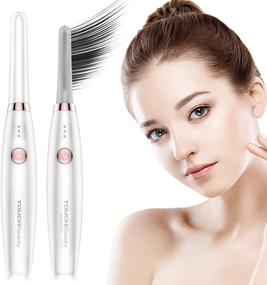 TOUCHBeauty Upgraded Heated Eyelash Curler Rechargeable Lashes Curlers with Longer Silicone Heating Curl Comb, 3-level Adjustable Temperature, Painless Quick Natural Curling