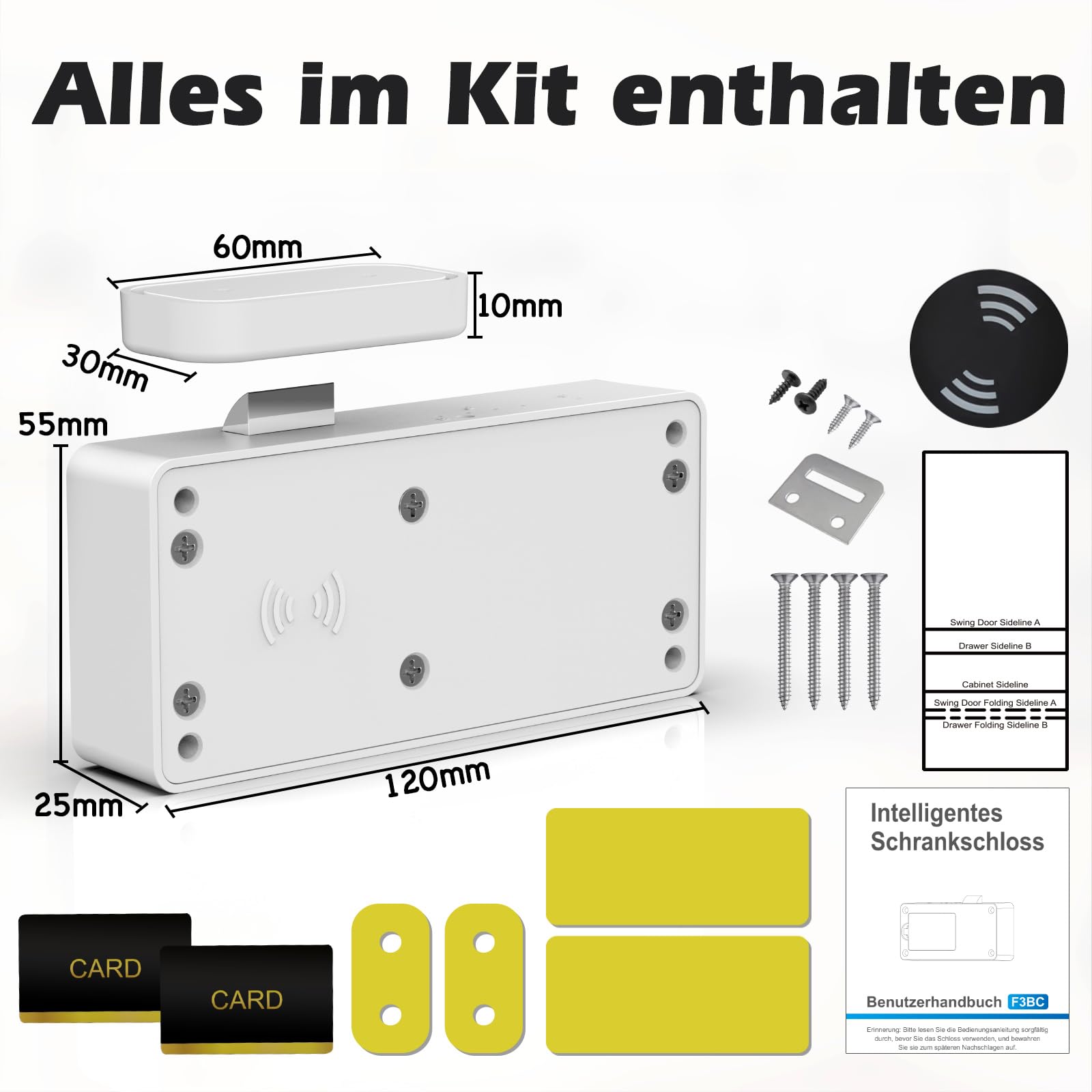 Eseesmart Serrure de meuble électronique, intelligente, avec application NFC, sécurité enfant cachée, serrure de tiroir RFID, pour boîte aux lettres, armoire de rangement