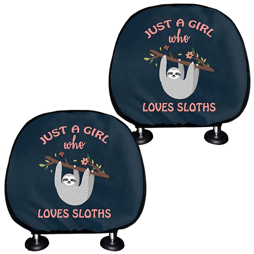 TOADDMOS 2 Pack Cute Animal Sloth Navy Car Truck SUV Van Headrest Covers,Universal Car Seat Head Rest Protector