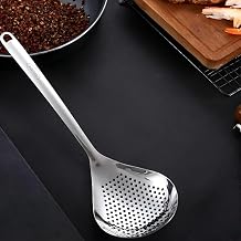Anadi Slotted Spoon Stainless Steel Skimmer Spoon Food Filter Colander Spoon Oil Sieve Grease Strainer Ladle for Kitchen (Pack of 1)