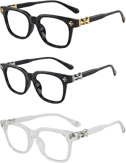 3PCS Glasses, Blue Light Glasses Men, Prescription Glasses, Fashionable Clear Lens Frames in Three Styles, Versatile Daily Wear for Various Occasions, Lightweight and Comfortable Design with Durable C