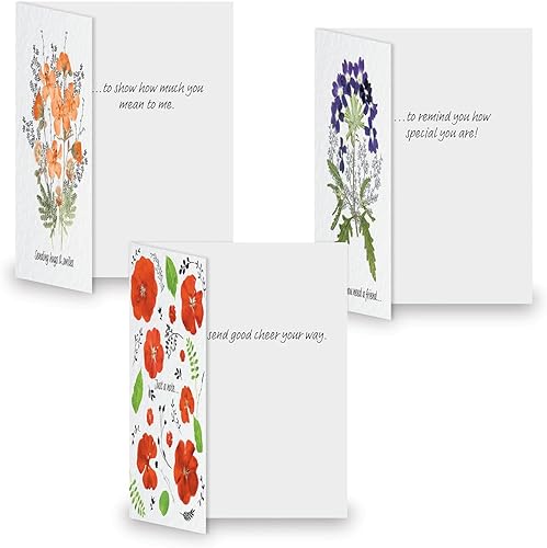 Miniatura 6 de Current Paquete económico de tarjetas de felicitación de amistad con flores prensadas juego de 20 10 diseños únicos tarjetas grandes de 5 x 7