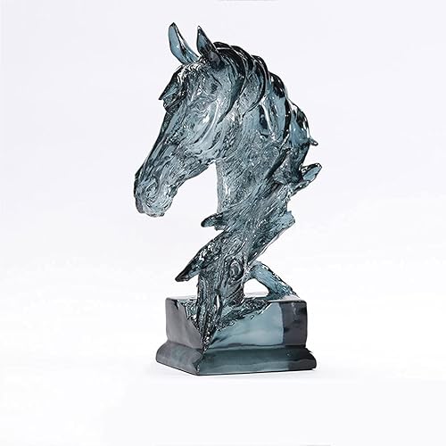 Miniatura 5 de SHUTING2020 Chinese feng Shui Statue Sculpture Creative Light Blue Horse Head Resin Ornaments Desktop Decoration Modern Home Animal Desktop
