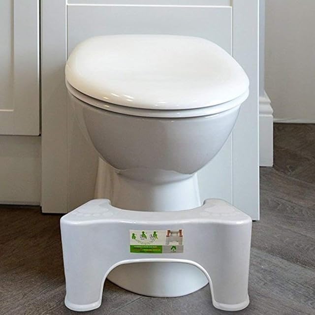 Crystals Toilet Bathroom Non Slip Anti Constipation Heal Bath Squat Step Stool Platform Sit Step Chair Shower Stool in Pearl White Color