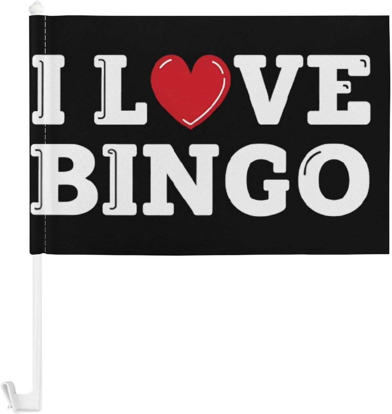I Love Bingo Car Mini Flags Outdoor Home Flag Handheld Banners for Auto Travel Accessories