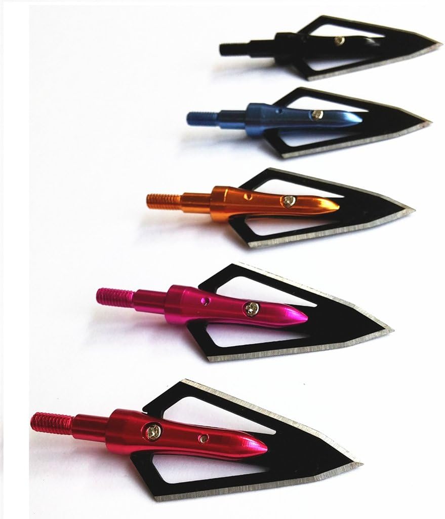 Archery Hunting 100 Grain Broadheads Fixed 2 Blades Arrowhead Compatible with Compound Recurve Bow Arrows and Crossbow Bolts