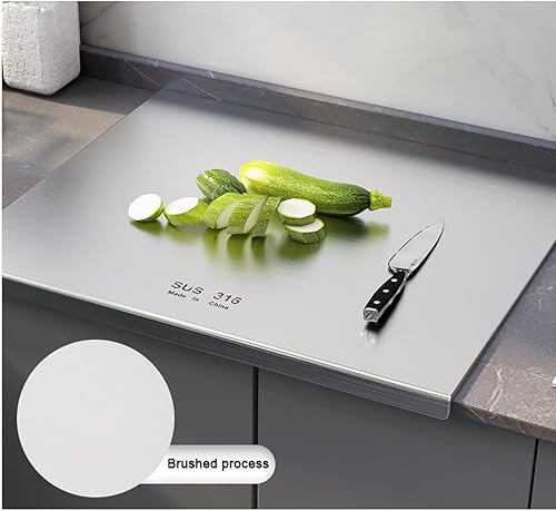 Miniatura 2 de Tabla de cortar para encimera de acero inoxidable, 30X40 cm, ahorro de encimera con labio, tablas de cortar rectangulares de acero inoxidable 316,