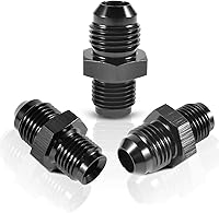 Vista 6 de Adaptador de ajuste de rosca con estriado invertido 6AN macho a 1/2 x 20 Aluminio negro recto Paquete de 2 PFCKE