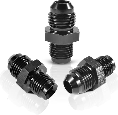 Miniatura 6 de 6AN macho a 12 x 20 invertido Flare Rosca Adaptadores Adaptadores Aluminio Recto Negro Paquete de 4