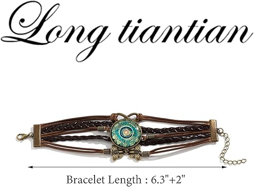 Miniatura 7 de Long tiantian Pulsera de cuero de varias capas, pulseras bohemias con cuentas de cristal bohemias, pulseras de cuero en capas para hermana, amiga,