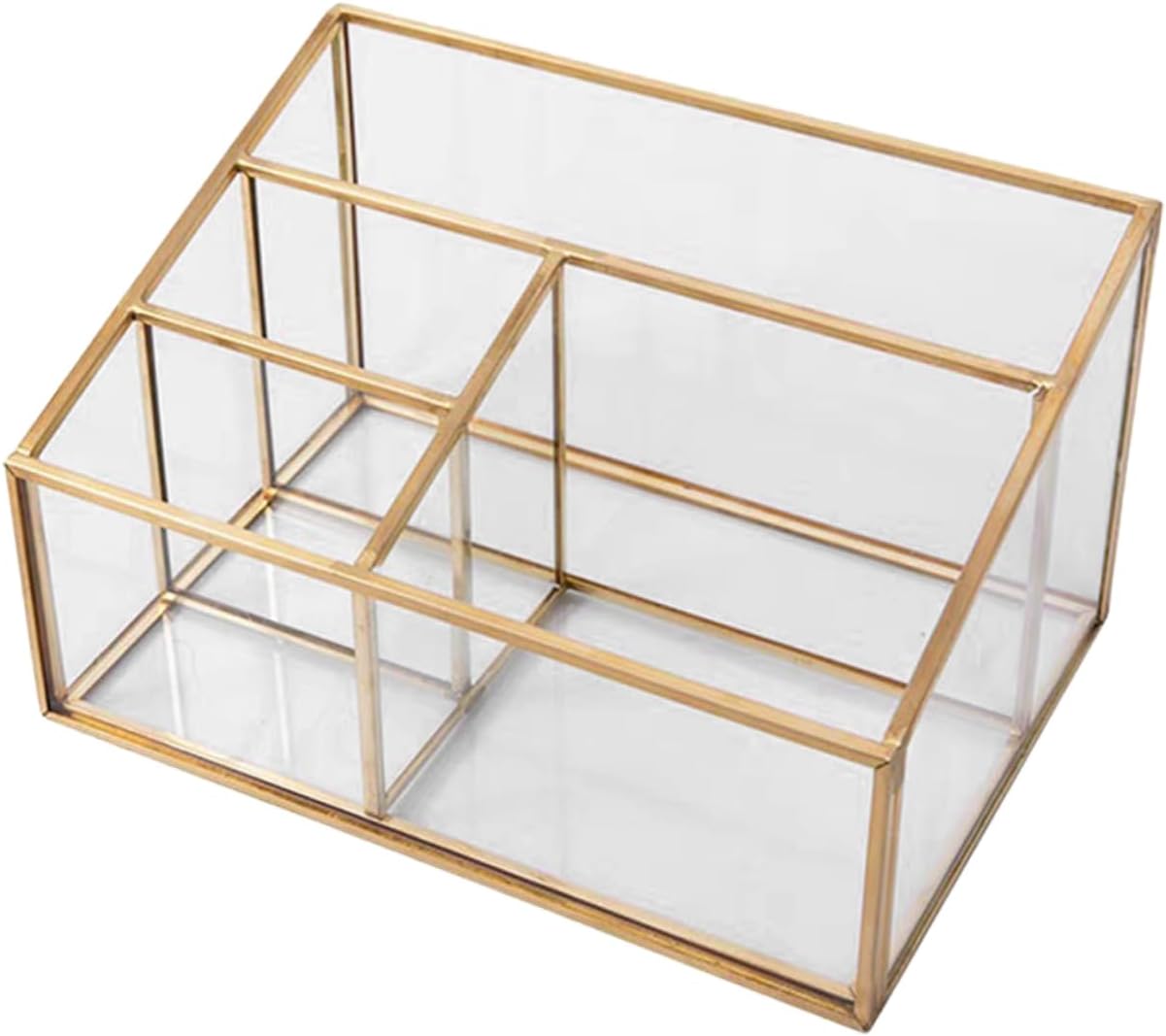 Makeup Organizer Frame Glass Cosmetic Display Case for Skincare Makeup Brushes Lipsticks and Eyeliners Stylish Storage for Bedroom Office and Vanity