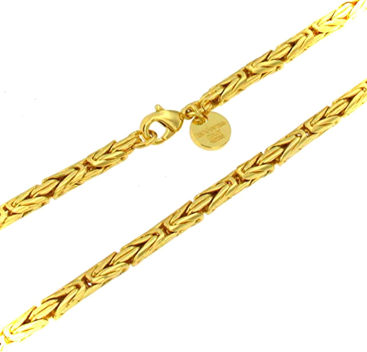 Round Byzantine Chain Necklace or Bracelet, 18ct Gold Doublé or Rose Gold Doublé Length & Width Selectable Gift Men Women Jewelry from Italian Factory tendenze