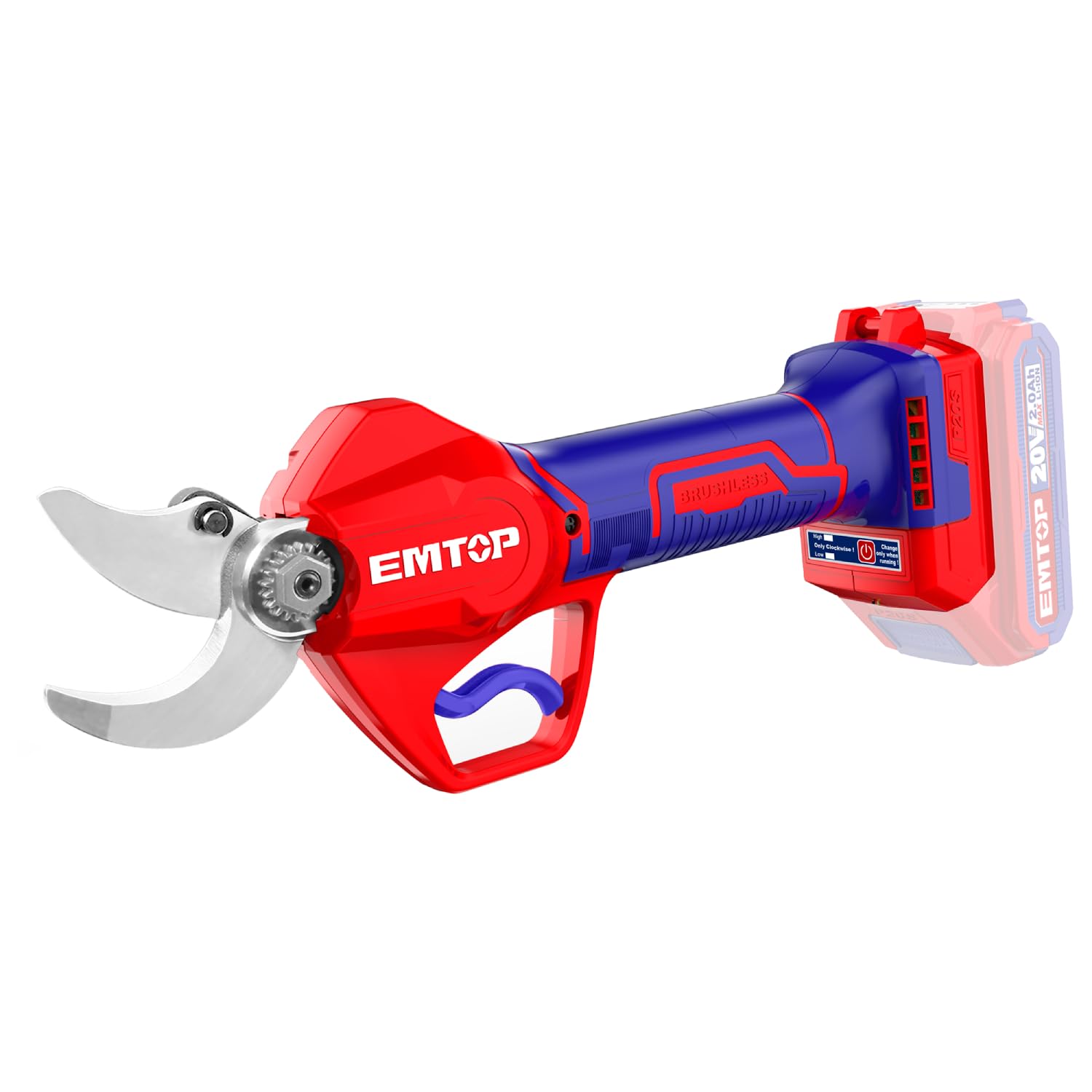 EMTOP - Tijera de poda | 20 V | 2 KG | Apertura Corte 20-30 MM | Diseño Ligero y Manejable para Mayor Comodidad | para Poda en Viñas, Frutales y Mantenimiento de Jardín | Acero de Calidad