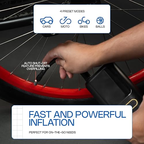 Miniatura 2 de Compresor de aire portátil para bicicleta Bomba portátil para bicicleta + bomba de neumático de aire Inflador de neumáticos compacto y potente