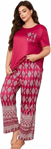 BlackBasket Women’s Tie-Dye Pajama Set | Relaxed Fit Short Sleeve Top & Long Pants Sleepwear | Soft & Comfy Lounge Wear Se...