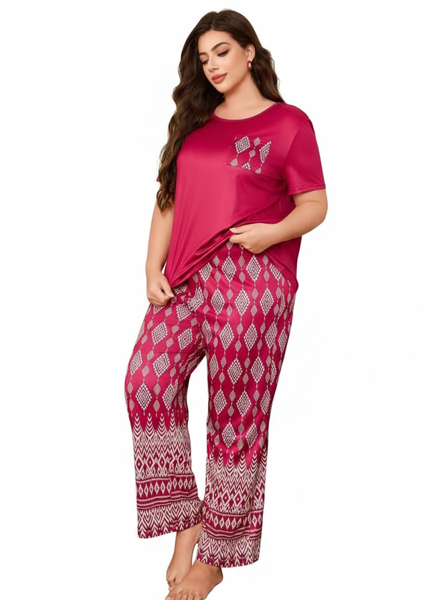 BlackBasket Women’s Tie-Dye Pajama Set | Relaxed Fit Short Sleeve Top & Long Pants Sleepwear | Soft & Comfy Lounge Wear Se...