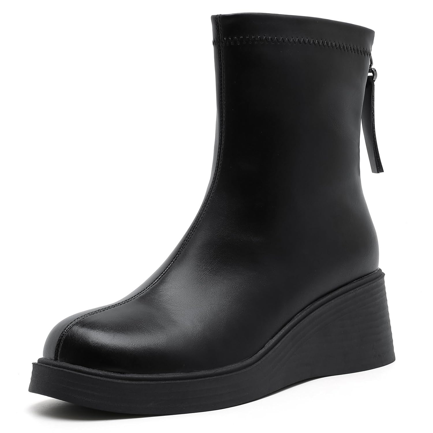 Womens Mid-Calf chunky sole Zipper Boots Comfortable Casual Trendy Stylish The best choice for outdoor use