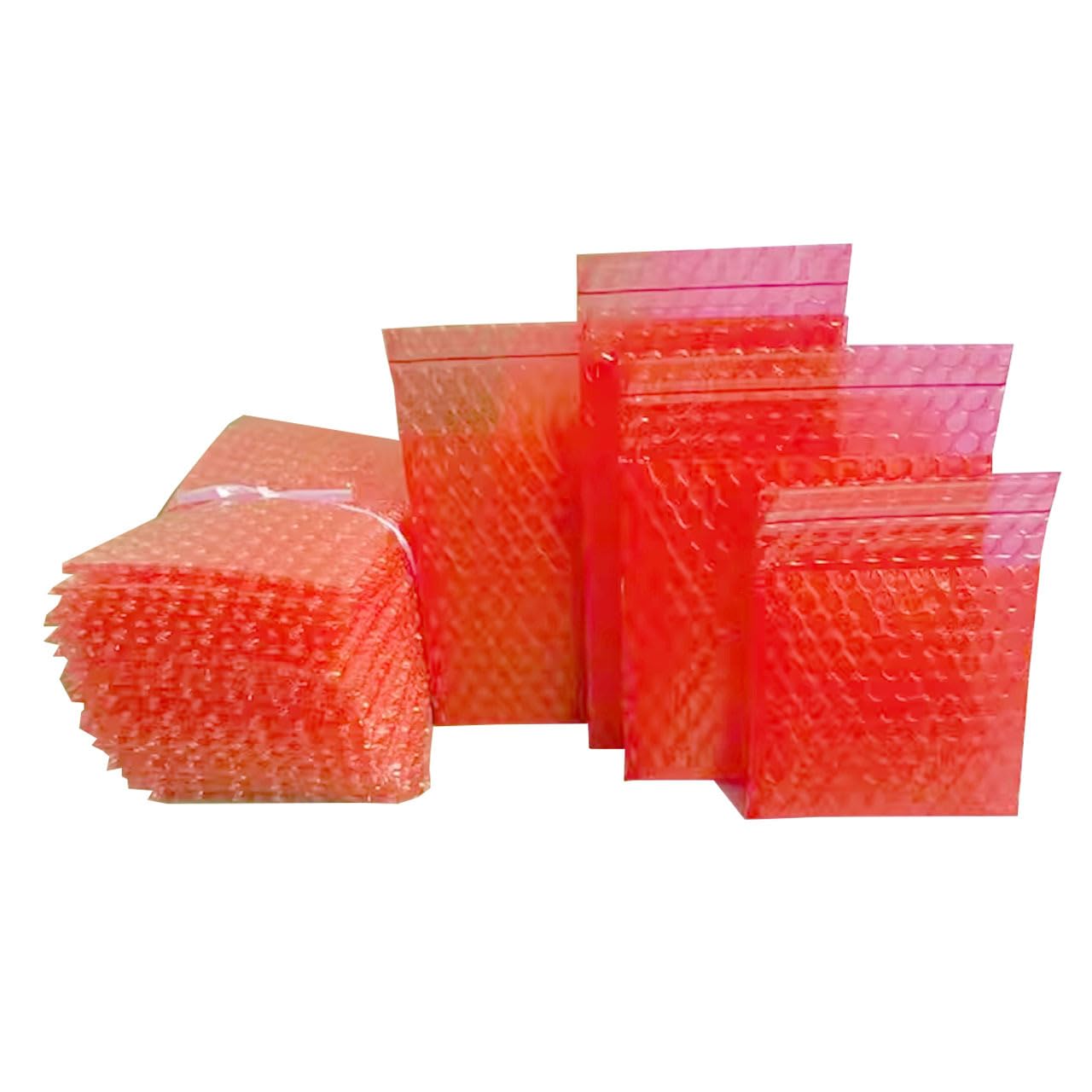 100 Stück rote antistatische Luftpolsterbeutel, dick, stoßfest, selbstklebend, 13 x 18 + 3 cm