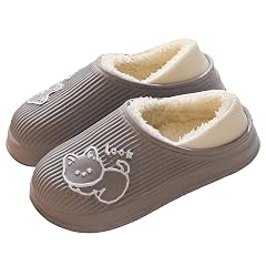 Womens Mens Waterproof Slide Winter Warm House Wrap The Heel Slides Slippers with Warm Plush Fleece Indoor Shoes