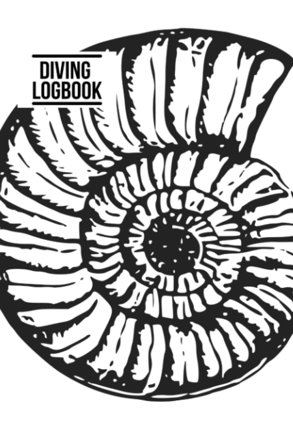 Diving Logbook: Scuba Diver Logbook with Black and White Nautilus Design, for Training, Recreation and Certification - 100 Dives