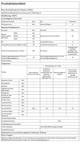 Gorenje F49CPW Tischgefrierschrank/Freistehend / 85 Liter Gesamtvolumen/Energieeffezienzklasse C/Türanschlag wechselbar / 40 dB Geräuschpegel/EcoModus/HxBxT: 84,5 X 56 X 57,5 cm