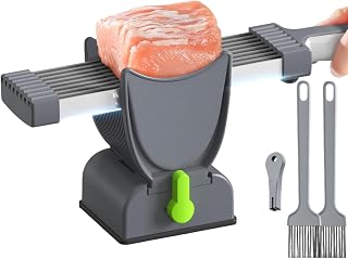 Fresh Meat Slicer & Cleaver Set – Adjustable 2mm/4mm Thickness –17 Blade Manual Meat Slicer for Beef, Pork, Chicken – Slice, Shred, Dice – Home Cooking, BBQ, Jerky, Hot Pot