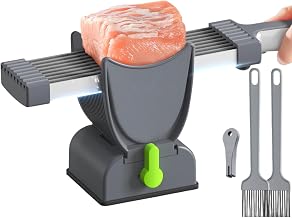 Fresh Meat Slicer & Cleaver Set – Adjustable 2mm/4mm Thickness –17 Blade Manual Meat Slicer for Beef, Pork, Chicken – Slice, Shred, Dice – Home Cooking, BBQ, Jerky, Hot Pot