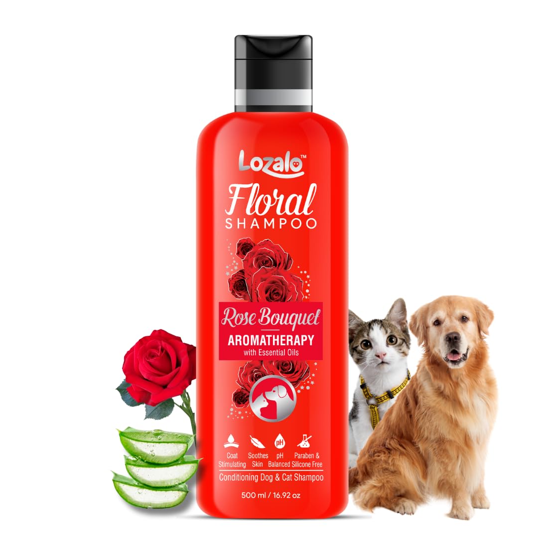 Lozalo Floral Aromatherapy Pet Conditioning Shampoo - 500ml, Rose Fragrance | Coat Cleansing, Odour Control Shampoo for Dogs & Cats| with Aloe Vera Extract and Cinnamon Oil (B0BSQ9ZTKD) Amazon Price History, Amazon Price Tracker