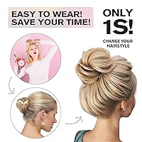 Vista 9 de isheeny Moño de Cabello Humano 100%, Moño Desordenado Pieza de Cabello Extensiones de Cabello Humano Real Moño de Cabello Rizado Natural Piezas