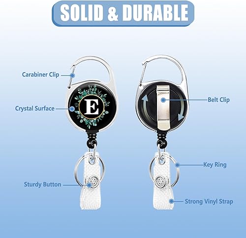 Miniatura 2 de Paquete de 2 portatarjetas con carrete retráctil, monograma, letra H, protector vertical resistente para tarjetas de identificación para L & D MD,
