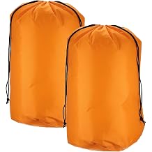 Stuff Sack, Waterproof Ditty Bags Storage Sacks Portable Outdoor Ultralight Drawstring Dry Stuff Bag Gear with Toggle 14x27In & 2Pcs & Orange for Backpacking Camping Traveling
