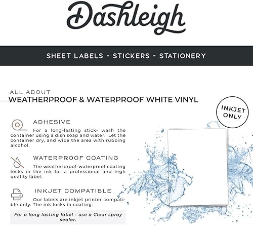 Miniatura 5 de Etiquetas de hojas profesionales para botellas de vidrio o rodillos de 0.3 fl oz, 2.375 x 1.25 pulgadas, resistentes a la intemperie y al agua,