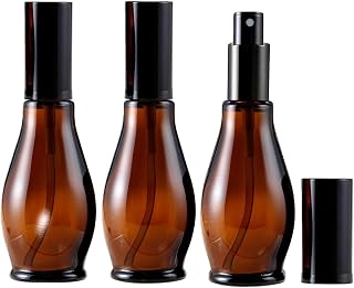 3 botellas de spray de cristal ámbar vacías de 100 ml para limpieza de perfume cosmético, con pulverizadores de niebla fina y tapa antipolvo