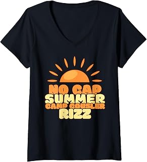 Womens Day Camp Leader No Cap Summer Camp Counselor Rizz V-Neck T-Shirt