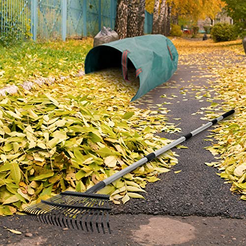 Tonahutu 65 Inch Long Garden Leaf Rake, 8.5" Wide Small Garden Rake For Leaves Adjustable Long Handle Garden Rake Sturdy Metal Yard Rake With 32 Gallon Garden Bag (5Ft-25Tines) #TOP5